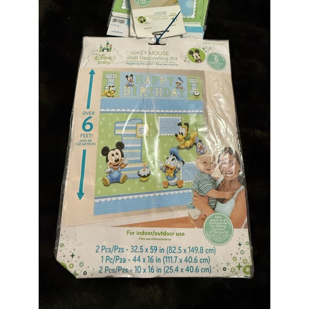 Lot  Disney Mickey Mouse Scene Setter Loot Bags Garland birthday party supplies‎